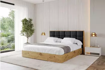 ALTDECOR ENZO2 Polsterbett mit Bettkasten & Lattenrost, 200x200cm, schwarz (800001812922)