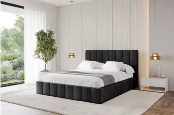 ALTDECOR FINO Polsterbett mit Bettkasten und Lattenrost, 120x200cm, schwarz (800001740102)