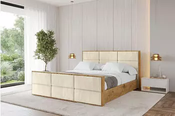 ALTDECOR Enzo1-Z Polsterbett mit Bettkasten und Lattenrost, 160x200cm, beige (800001741012)
