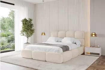 ALTDECOR NOMA Polsterbett mit Bettkasten und Lattenrost, 180x200cm, beige (800001739958)
