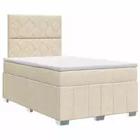 vidaXL Boxspringbett mit Matratze Creme 120 x 190 cm Stoff