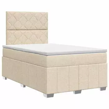 vidaXL Boxspringbett mit Matratze, Stoff, creme, 120x190cm (3454104)