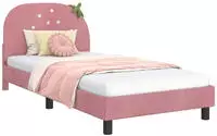 vidaXL Kinderbettgestell mit Kopfteil Rosa 90 x 190 cm Samt