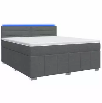vidaXL Boxspringbett mit Matratze, Stoff, dunkelgrau, 180x200cm (3452727)