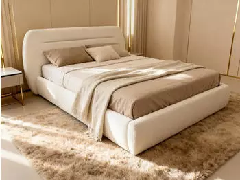 Sofnet Orio Polsterbett mit Bettkasten, Lattenrost, Boucl&eacute;, 160x200cm (Wei&szlig;)