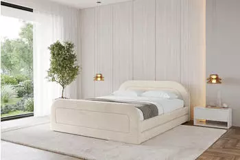 ALTDECOR LERIS-v1-Z Polsterbett mit Bettkasten & Matratze H3/H4, 180x200cm, beige (800001641856)