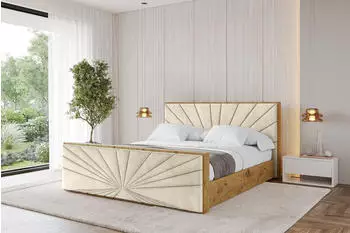ALTDECOR Enzo6-Z Polsterbett mit Bettkasten und Lattenrost, 180x200cm, beige (800001811808)