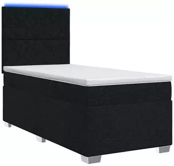 vidaXL Boxspringbett mit Matratze, schwarz, 90x190cm, Stoff (3454770)