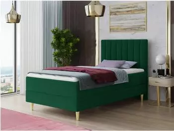 Sofnet Gold Mini Boxspringbett mit Bettkasten, Bonell-Matratze & Topper, gr&uuml;n, 100x200cm