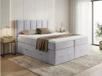 Sofnet Star XL Boxspringbett mit Stauraum, Velours, grau 160x200cm