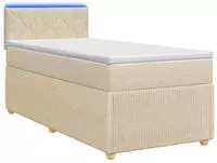 vidaXL Boxspringbett mit Matratze mit Kopfteil Creme 90 x 200 cm Stoff