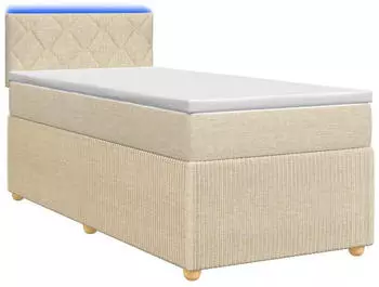 vidaXL Boxspringbett mit Matratze und Kopfteil, Stoff, creme, 90x200cm (3452853)