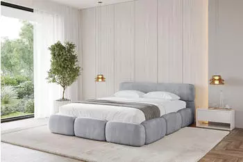 ALTDECOR ELVA-v1 Polsterbett mit Bettkasten und Lattenrost, 180x200cm, hellgrau (800001808949)