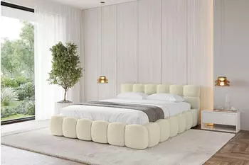 ALTDECOR LEYA-v1 Polsterbett mit Bettkasten und Lattenrost, 140x200cm, beige (800001810824)