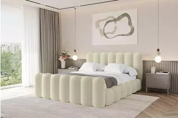 ALTDECOR SORA-Z Polsterbett mit Bettkasten und Lattenrost, beige, 160x200cm (800001640006)