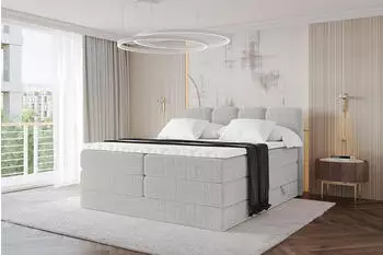 ALTDECOR Nina King Boxspringbett 120x200cm H3/H4 hellgrau (800001935981)