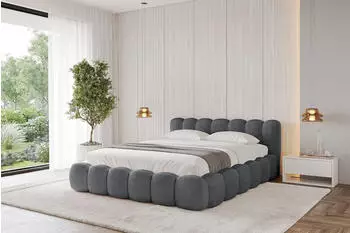 ALTDECOR SENA-v1 Polsterbett mit Bettkasten und Lattenrost, 200x200cm, dunkelgrau (800001813789)