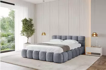 ALTDECOR LEYA-v1 Polsterbett mit Bettkasten und Lattenrost, 120x200cm, grau (800001810851)