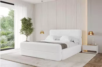 ALTDECOR ENORA-Z Polsterbett mit Bettkasten und Lattenrost, 200x200cm, wei&szlig; (800001641927)