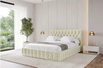ALTDECOR LARO Polsterbett mit Bettkasten und Lattenrost, beige, 120x200cm (800001814278)