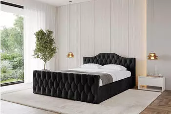 ALTDECOR Falio-Z-V1 Polsterbett mit Bettkasten und Lattenrost 200x200cm, schwarz (Falio-Z-V1)