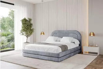 ALTDECOR LERIS Polsterbett mit Bettkasten und Lattenrost 180x200cm, grau (800001638622)