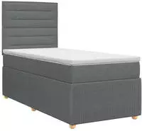vidaXL Boxspringbett mit Matratze Dunkelgrau 90 x 200 cm Stoff