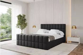 ALTDECOR Polsterbett AMEA-Z mit Bettkasten & Lattenrost, 200x200cm, schwarz (800001809870)