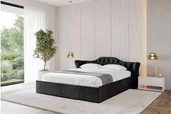 ALTDECOR ZORAN-V1 Polsterbett mit Bettkasten und Lattenrost, 140x200cm, schwarz (800001639630)