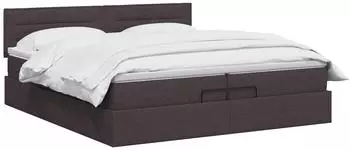 vidaXL Ottoman-Bett mit Matratze, dunkelbraun, Stoff, 200x200cm (3456271)