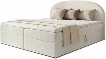 Sofnet Cloud Boxspringbett mit 2 Bettk&auml;sten, Boucl&eacute;, wei&szlig;, 180x200cm