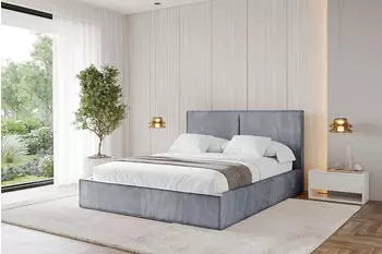 ALTDECOR EMMI Polsterbett mit Bettkasten und Lattenrost, 200x200cm, grau (800001740429)