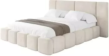 ALTDECOR NILO Polsterbett mit Bettkasten und Lattenrost, 120x200cm, beige (800001939068)