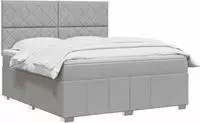 vidaXL Boxspringbett mit Matratze Hellgrau 160 x 200 cm Stoff