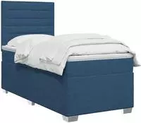 vidaXL Boxspringbett mit Matratze mit Kopfteil Blau 100 x 200 cm Stoff