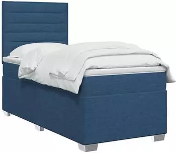vidaXL Boxspringbett mit Matratze und Kopfteil, blau, 100x200cm, Stoff (3453338)