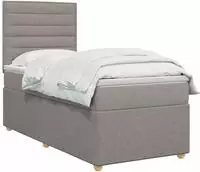 vidaXL Boxspringbett mit Matratze mit Kopfteil Taupe 90 x 190 cm Stoff