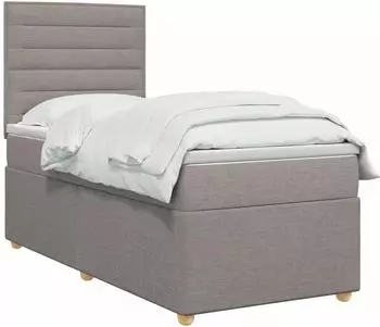 vidaXL Boxspringbett mit Matratze und Kopfteil, Stoff, taupe, 90x190cm (3455235)