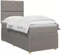 vidaXL LED Boxspringbett mit Matratze Taupe 100 x 200 cm Stoff