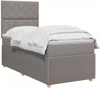 vidaXL Boxspringbett mit Matratze, LED, taupe, 100x200cm, Stoff (3455801)