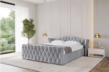 ALTDECOR Zoran-Z-V1 Polsterbett mit Bettkasten und Lattenrost, hellgrau, 140x200cm (800001640419)