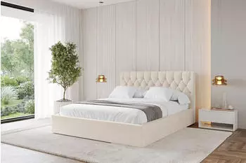 ALTDECOR RENO Polsterbett mit Bettkasten und Lattenrost, 200x200cm, beige (800001740240)