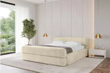 ALTDECOR ENORA-Z-V1 Polsterbett mit Bettkasten und Lattenrost, 120x200cm, beige (800001641058)