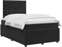 vidaXL LED Boxspringbett mit Matratze Schwarz 120 x 200 cm Samt