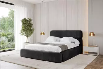 ALTDECOR Enora Polsterbett mit Bettkasten und Lattenrost, 200x200cm, schwarz (800001810169)