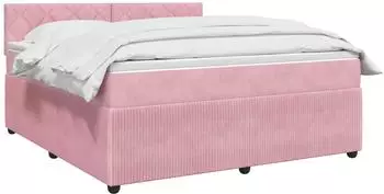 vidaXL Boxspringbett mit Matratze & Kopfteil, rosa, 140x200cm, Samt (3453166)