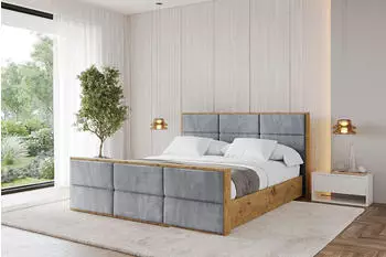 ALTDECOR Enzo1-Z Polsterbett mit Bettkasten und Lattenrost, 180x200cm, grau (800001741077)