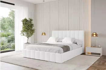 ALTDECOR Fino Polsterbett mit Bettkasten und Lattenrost, 120x200cm, wei&szlig; Kunstleder (800001812354)