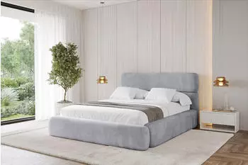 ALTDECOR Enora Polsterbett mit Bettkasten und Lattenrost, 160x200cm, hellgrau (800001810108)