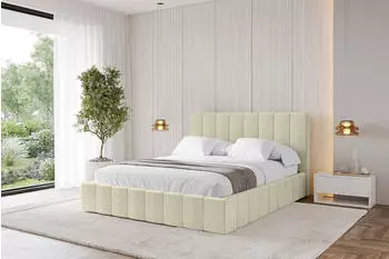 ALTDECOR FINO Polsterbett mit Bettkasten, Lattenrost & Matratze H3/H4, 200x200cm, beige (800001812397)